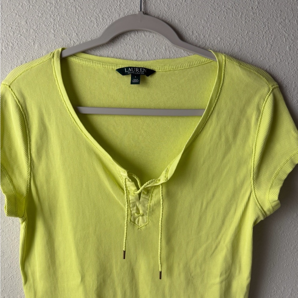 Ralph Lauren Neon Lace-Up Tee - Picture 4 of 9